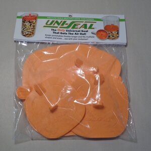 UNI-SEAL LIDS New Orange / 4 Universal Vacuum Seals / Reusable / Food Safe